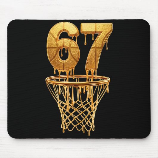 67 Gold Drip Basketball 6 7 Sechs Sieben Meme Gen Mousepad (Vorne)