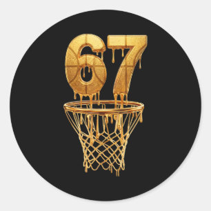 67 Gold Drip Basketball 6 7 Sechs Sieben Meme Gen  Runder Aufkleber