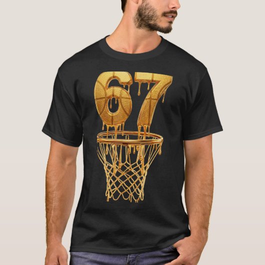 67 Gold Drip Basketball 6 7 Six Seven Meme Gen Alp T-Shirt (Vorderseite)
