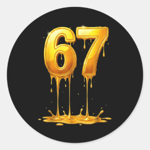 67 Gold Drip Lustiges Six Seven Meme Jungen Kinder Runder Aufkleber