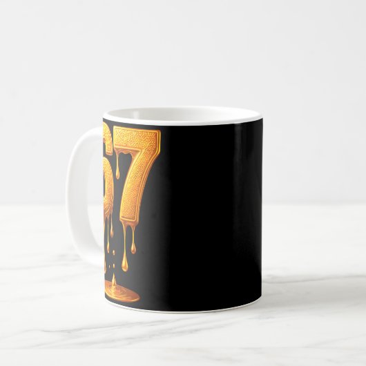 67 Gold Drip Six Seven Funny Meme Kaffeetasse (Vorderseite Links)