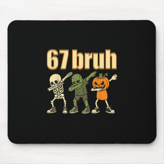 67 Halloween Bruh Lustiges Brainrot Meme Six Seven Mousepad (Vorne)
