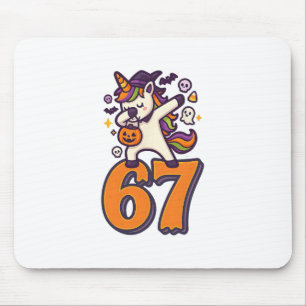 67 Halloween Einhorn Brainrot Meme Six Seven Mädch Mousepad
