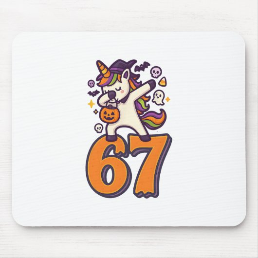 67 Halloween Einhorn Brainrot Meme Six Seven Mädch Mousepad (Vorne)