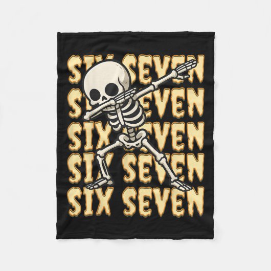 67 Halloween Funny Six Sieben Meme Brainrot Skelet Fleecedecke (Vorderseite)