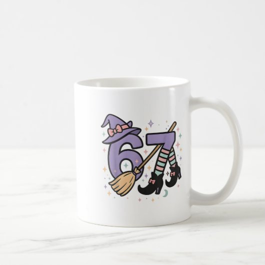 67 Halloween Girls Hexe 6 Sieben 6 7 Brainrot Kaffeetasse (Rechts)
