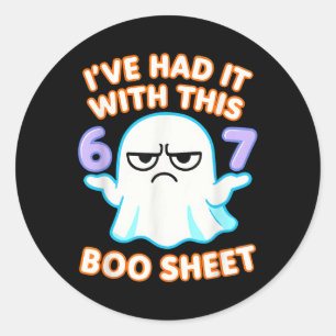 67 Halloween-Kostenüm Boo-Blatt 6 7 Meme Sechs Sie Runder Aufkleber