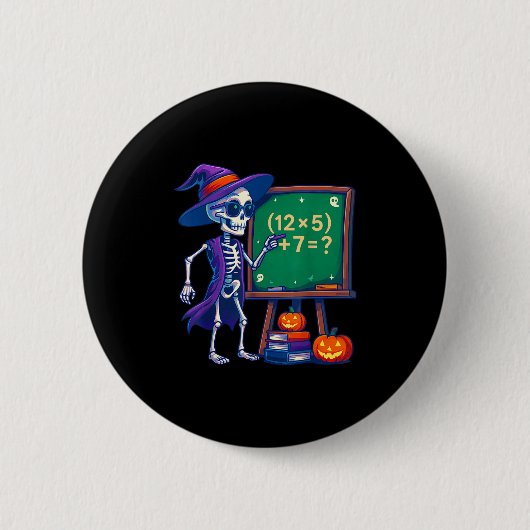 67 Halloween-Lehrer Skeleton Six Sieben Meme Math Button (Vorderseite)