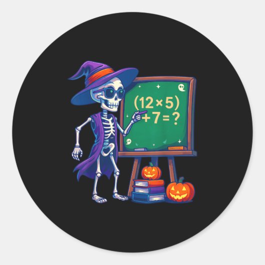 67 Halloween-Lehrer Skeleton Six Sieben Meme Math Runder Aufkleber (Vorderseite)