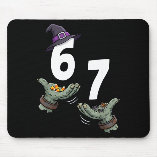 67 Halloween Mädchen Hexe sechs sieben 6 7 Meme St Mousepad (Vorne)