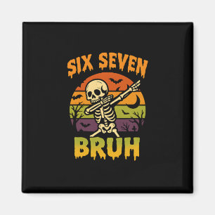 67 Halloween Meme 6 7 Skelett Sechs Sieben Zahlen  Magnet