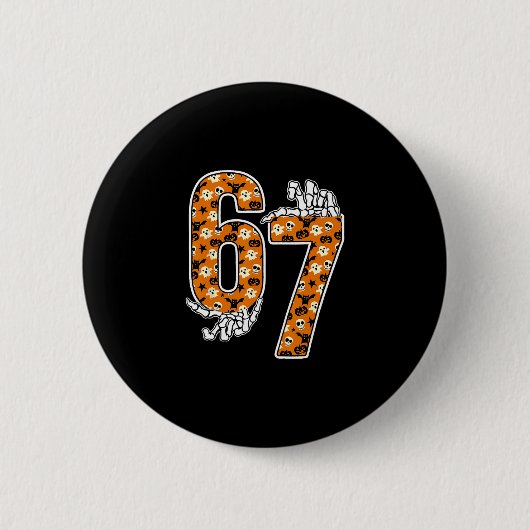 67 Halloween-Meme 6 7 Zahlen Sechs Sieben Lustige Button (Vorderseite)
