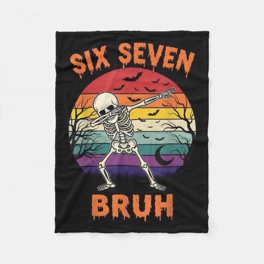 67 Halloween Meme Six Seve Skeleton Zahlen Funny Fleecedecke (Vorderseite)