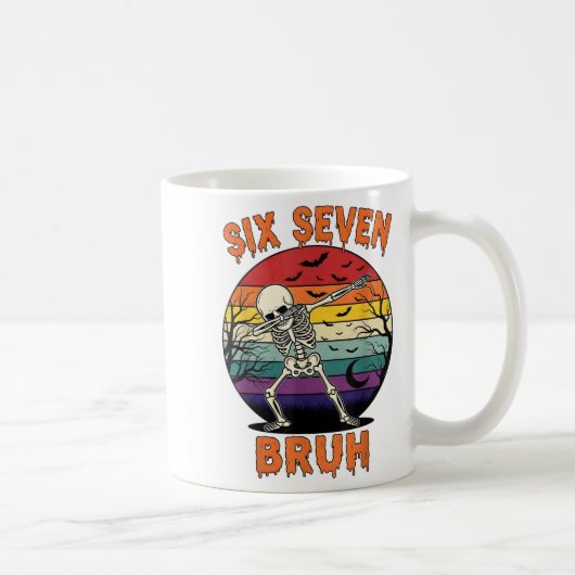 67 Halloween Meme Six Seve Skeleton Zahlen Funny Kaffeetasse (Rechts)
