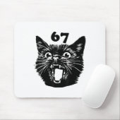 67 Halloween Schwarze Katze Brainrot Meme Sechs Si Mousepad (Mit Mouse)