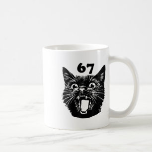 67 Halloween schwarze Katze Brainrot Meme Six Seve Kaffeetasse