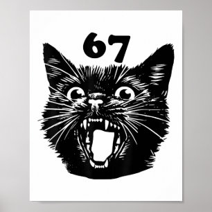 67 Halloween schwarze Katze Brainrot Meme Six Seve Poster