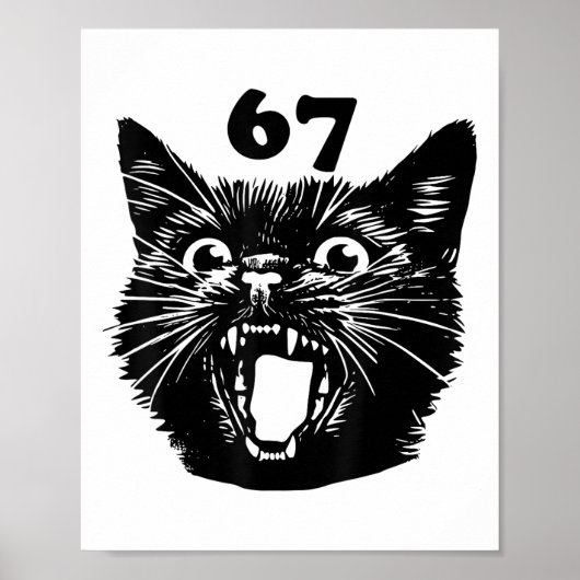 67 Halloween schwarze Katze Brainrot Meme Six Seve Poster (Vorne)