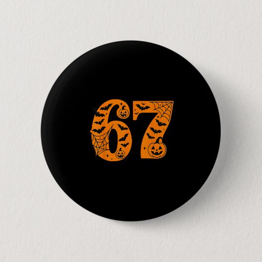 67 Halloween Six Seven Brainrot Meme Jungen Kinder Button (Vorderseite)