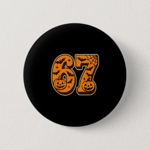 67 Halloween Six Seven Brainrot Meme Jungen Kinder Button
