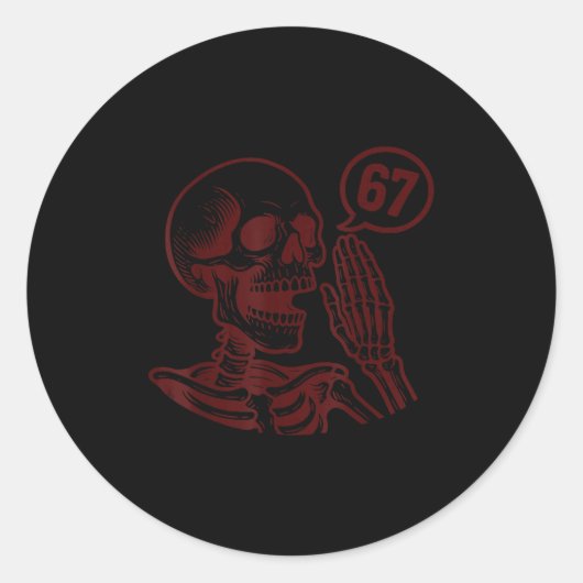 67 Halloween Skeleton Six Seven Meme Brainrot Funn Runder Aufkleber (Vorderseite)