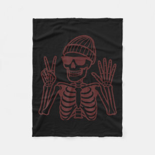 67 Halloween-Skelett-Friedenszeichen Lustiges Meme Fleecedecke