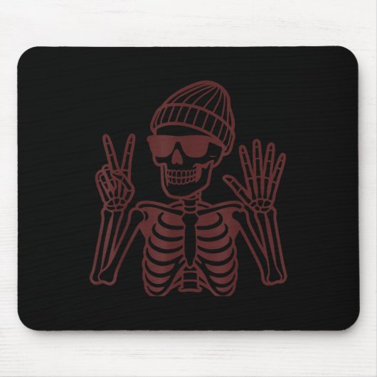 67 Halloween Skelett Friedenszeichen Lustiges Meme Mousepad (Vorne)