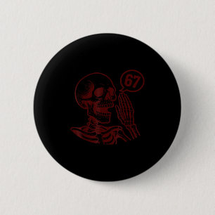 67 Halloween-Skelett Sechs Sieben Meme Gehirnverro Button
