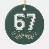 67 Hand Funny Six Seven Meme Generation Alpha  Keramik Ornament (Vorne)