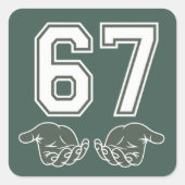 67 Hand Funny Six Seven Meme Generation Alpha  Quadratischer Aufkleber (Vorderseite)