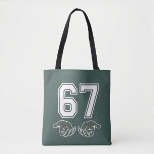 67 Hand Funny Six Seven Meme Generation Alpha Tasche