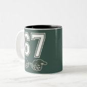 67 Hand Funny Six Seven Meme Generation Alpha Zweifarbige Tasse (Vorderseite Links)