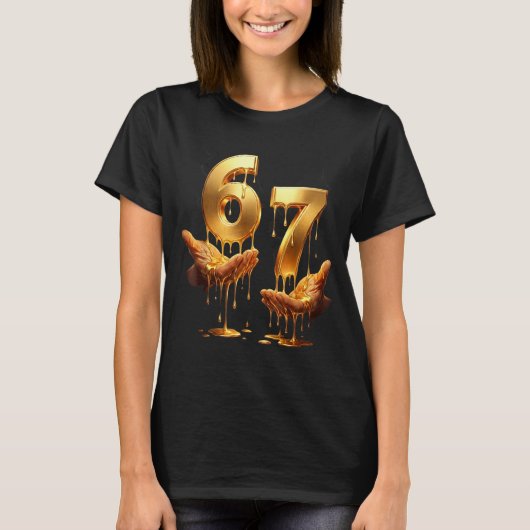 67 Hands Six Seven 6 7 Gold Drip Teens Boys Kids D T-Shirt (Vorderseite)