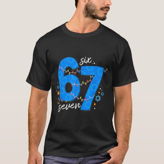 67 Hanukkah Jewish Holiday Menorah Six Seven Meme T-Shirt (Vorderseite)