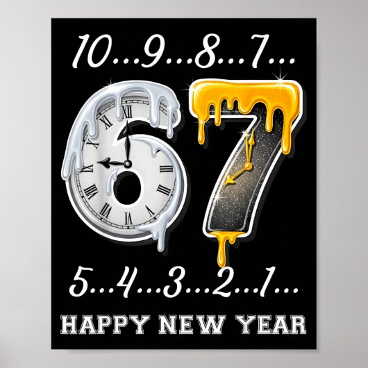 67 Happy New Year Six Seven Funny Countdown 2026 B Poster (Vorne)