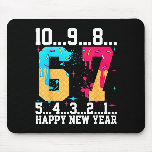 67 Happy New Year Six Seven Funny Countdown 2026 Mousepad (Vorne)