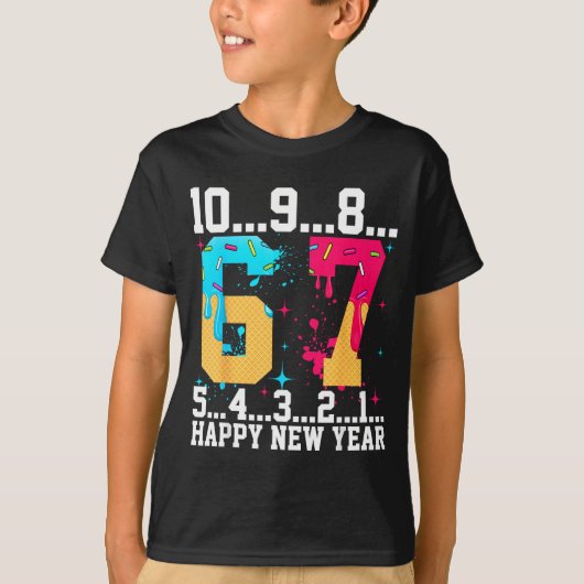 67 Happy New Year Six Seven Funny Countdown 2026 T-Shirt (Vorderseite)