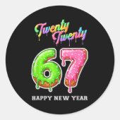 67 Happy New Year's Eve Six Seven Funny 2026 Brain Runder Aufkleber (Vorderseite)