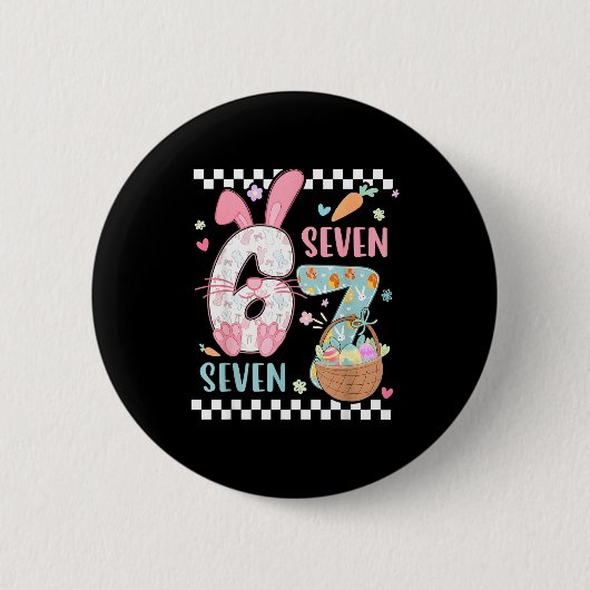67 Hase sechs sieben Ostern 6 7 Ostern frohe Oster Button (Vorderseite)