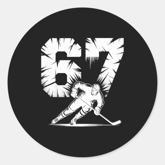 67 Hockey Cool Six Seven Gen Alpha Slang Winter St Runder Aufkleber (Vorderseite)