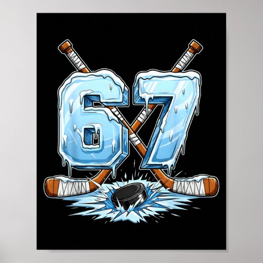 67 Hockey Drip Number Funny Meme Style Boys Graphi Poster (Vorne)