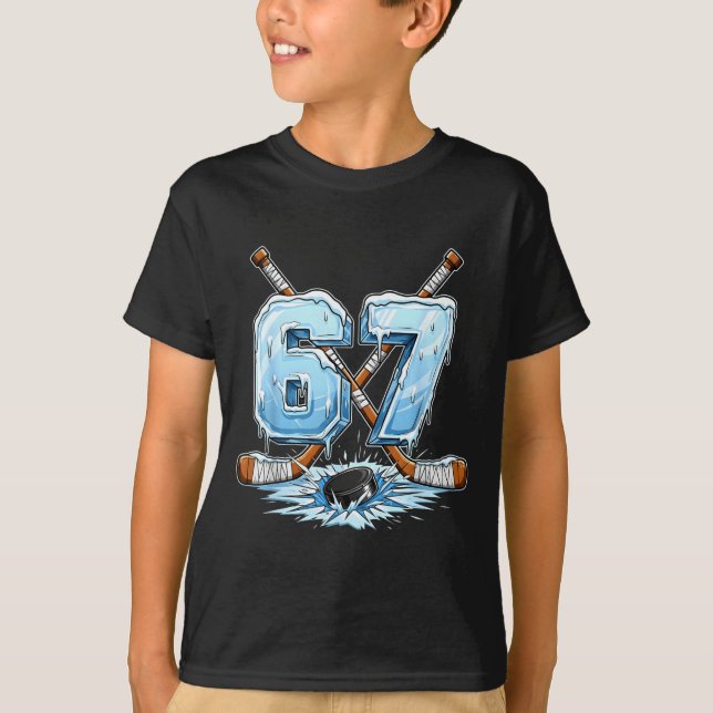 67 Hockey Drip Number Funny Meme Style Boys Graphi T-Shirt (Vorderseite)
