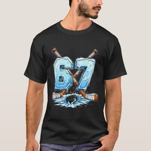 67 Hockey Drip Number Funny Meme Style Boys Graphi T-Shirt (Vorderseite)