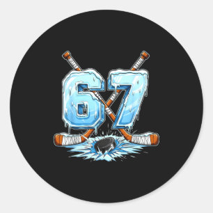 67 Hockey-Drip-Nummer Lustiger Meme-Stil Jungen Gr Runder Aufkleber
