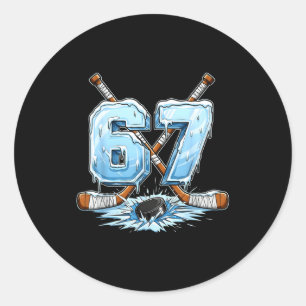 67 Hockey-Drip-Nummer lustiger Meme-Stil Jungen Gr Runder Aufkleber