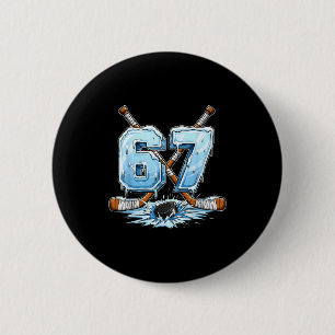 67 Hockey Drip Zahl Lustiger Meme-Stil Jungen Graf Button