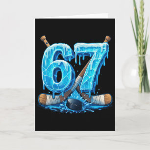 67 Hockey-Drip-Zahl Lustiger Meme-Stil Sechs Siebe Karte