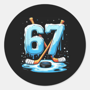 67 Hockey Eiscreme-Drip Gen Alpha-Slang Jungen Män Runder Aufkleber