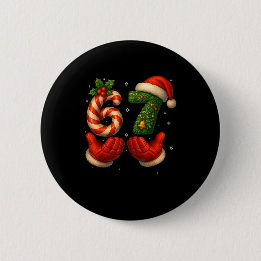 67 Hockey Hands Funny Christmas Meme Santa  Button (Vorderseite)
