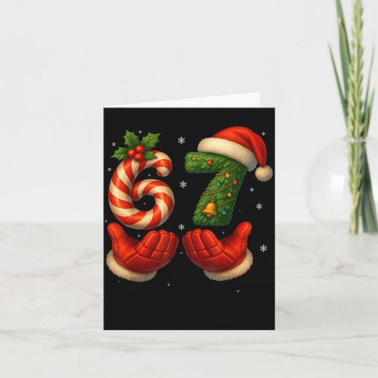 67 Hockey Hands Funny Christmas Meme Santa  Karte (Vorderseite)